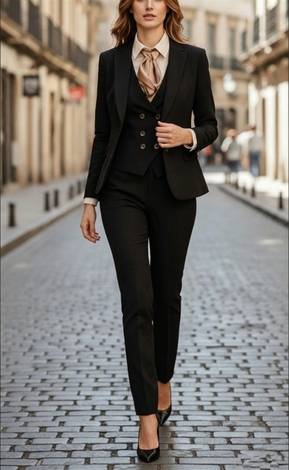 Women Luxury Formal Wear - Conjunto feminino preto de 3 peças,