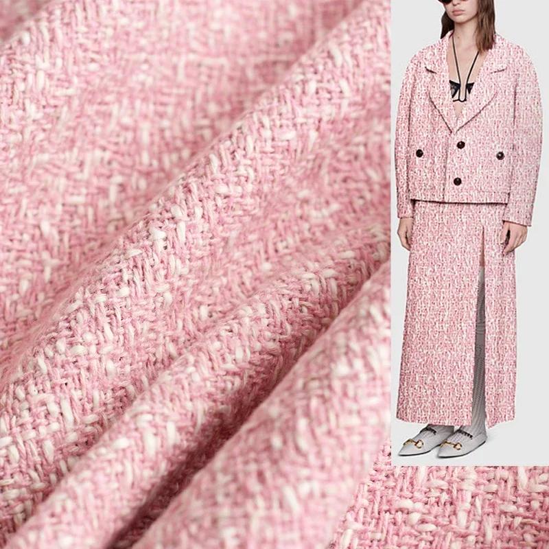 Tailored Coat Wool - Redraspberry 145cm rosa branco lã tweed