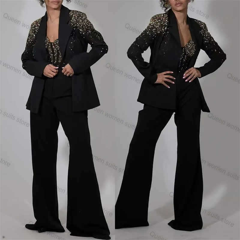 Cristal preto feminino terno c - Women Luxury Formal Wear avaliação e preço