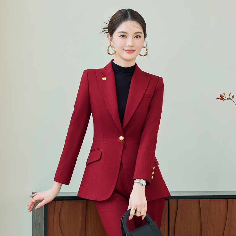 Conjunto de terno vermelho par - Women'S Formal Wear Pants Suit avaliação e preço
