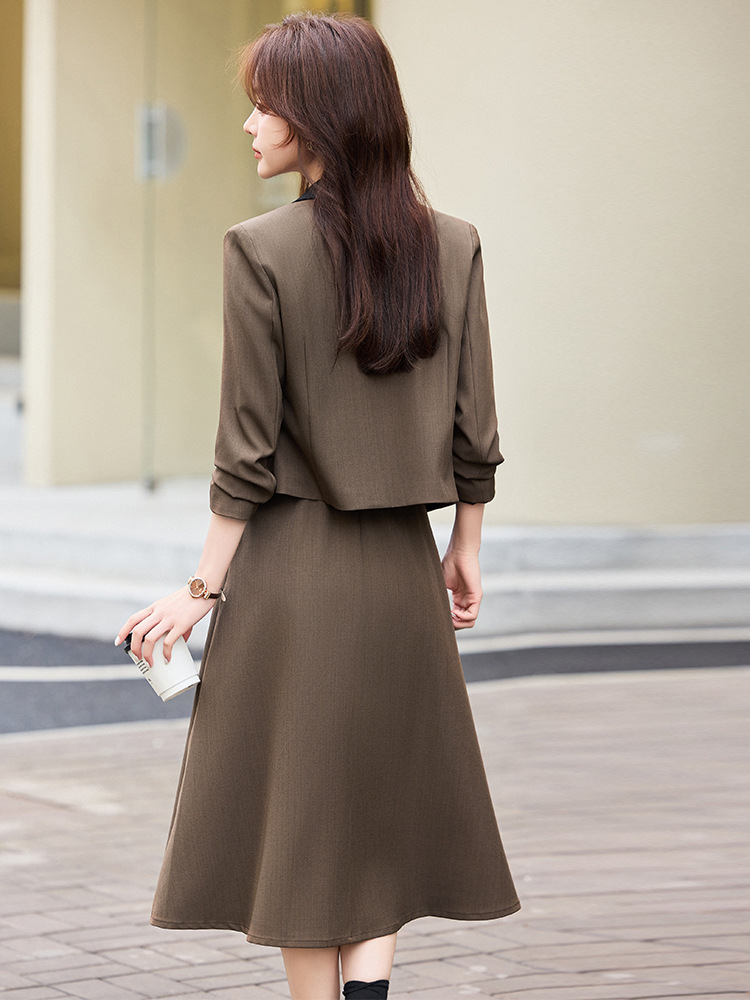 Blazer curto cinza para mulher - Women'S Formal Wear Pants Suit avaliação e preço