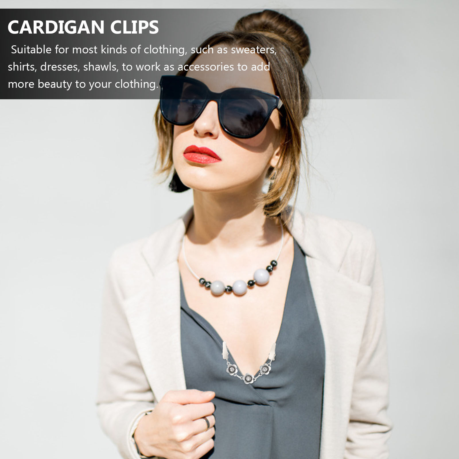 2 Peças de Clipes para Suéter  - Women'S Formal Wear Cardigan avaliação e preço